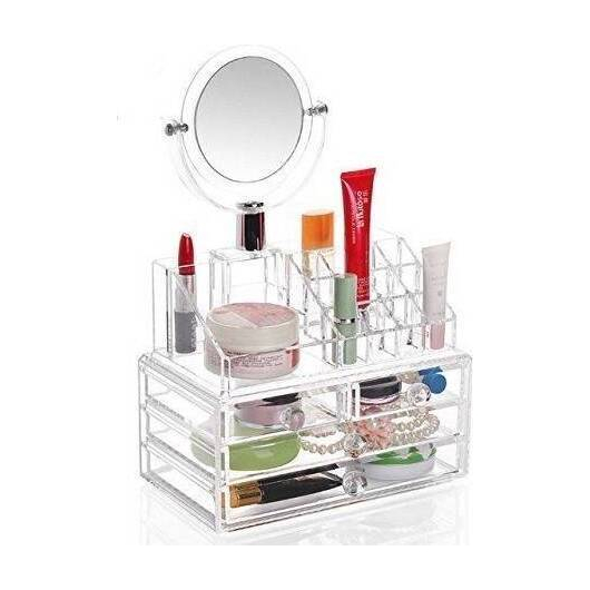 Organizzatore Make-up Porta Trucco Cosmetici con Specchio Donna Box 18285