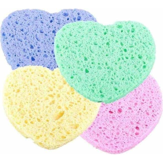 4x Spugnette a Forma di Cuore Struccanti Rimuovi Maschera Viso Make-up Donna