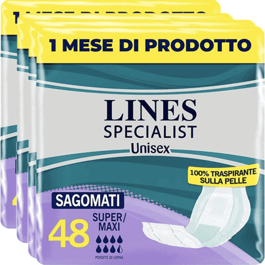 4x confezione Assorbenti sagomati da 12 pezzi Incontinenza Uomo Donna Lines 4x12