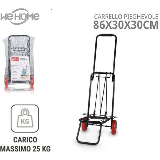 Carrello Portapacchi Pieghevole Porta Tutto 2 Ruote in PU Portata 25Kg/50kg...