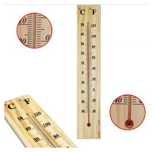 Termometro da Muro Parete in Legno Interno Esterno Misura Temperatura C° F°