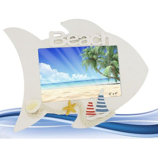 Cornice Portafoto Rettangolare Tema Mare Decorativo Pesce 20x25cm Foto 10x15cm