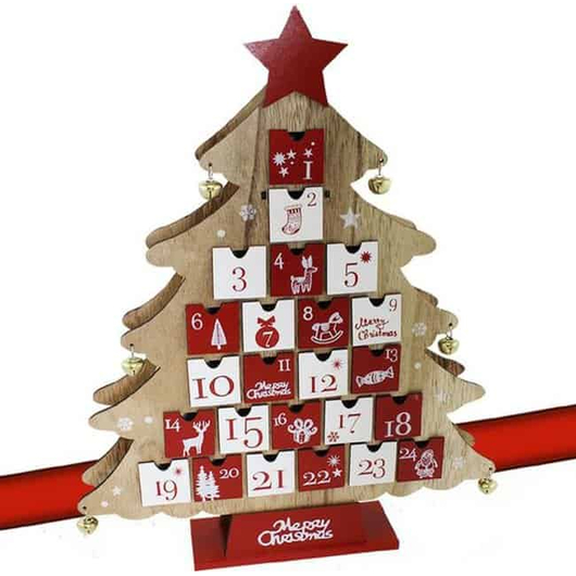 Calendario Avvento in Legno Albero di Natale 24 Cassetti Decorazioni Natalizie