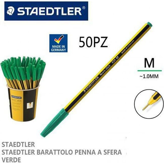 50x Penna a Sfera Noris Stick Punta 1mm Rosso Verde Nero Blu Scuola Ufficio...