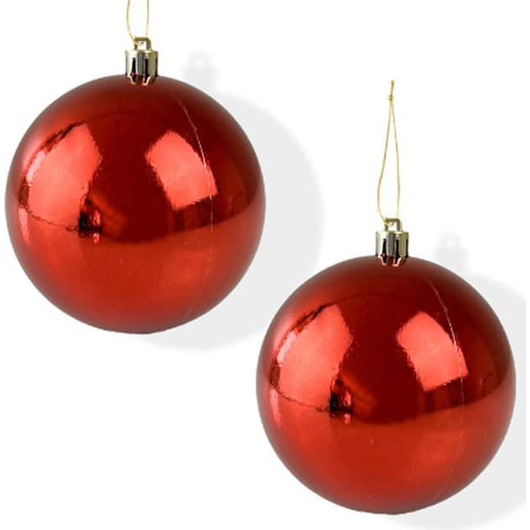 2x Pallina di Natale 15cm Palla Rossa Lucida Regalo Addobbi Natalizi Albero