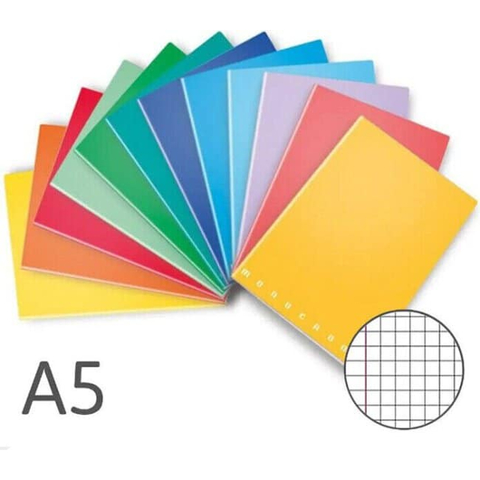 10x Quaderno Monocromo Formato A5 Rigatura Quadretti 0Q Colori Assortiti Scuola