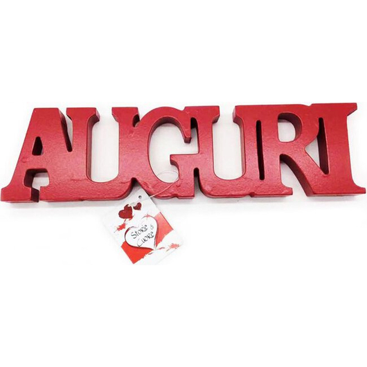 Scritta in Legno Auguri 30x8 cm Addobbi Decorativa Festa Compleanno Idea Regalo