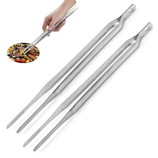 2x Pinza da Cucina in Acciaio per Alimenti Multiuso Carne Pesce Fritture 32cm