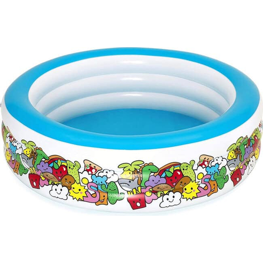 Piscina Rotonda Gonfiabile Fuoriterra Bambini Giardino 196x53cm 3 Anelli