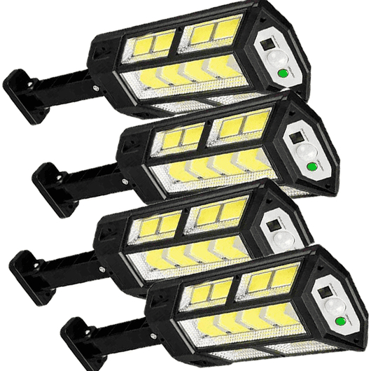 4x Lampione Faretto LED Solare Sensore Movimento Faro Esterno Telecomando IP65