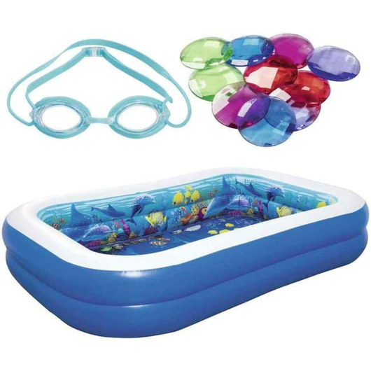 Piscina 3D Gonfiabile Giardino per Bambini 262x175x51cm Avventura Marina