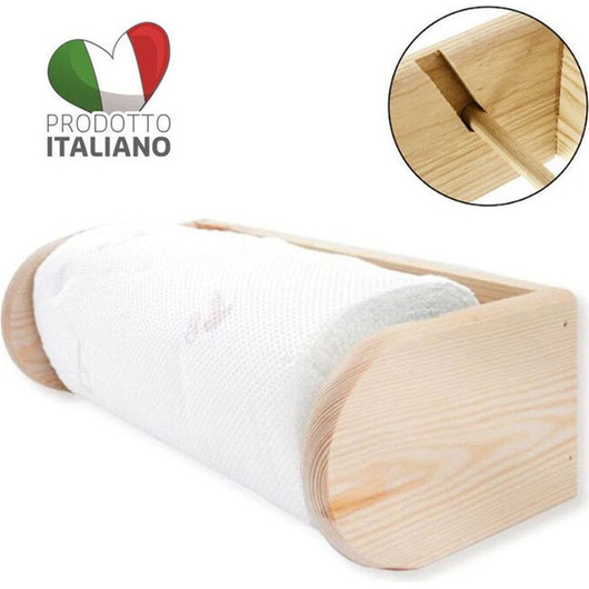 Portarotolo Cucina da Parete in Legno + Rotolo Omaggio Porta Carta 27x13x9 cm