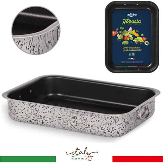 Teglia per Pizza Forno Rettangolare Antiaderente in Alluminio 30x21x6 cm Cucina