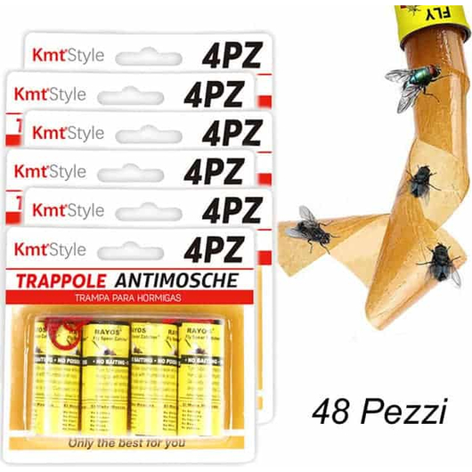 Carta Moschicida Trappola Cattura Acchiappa Mosche Acchiappamosche 48 Spirali