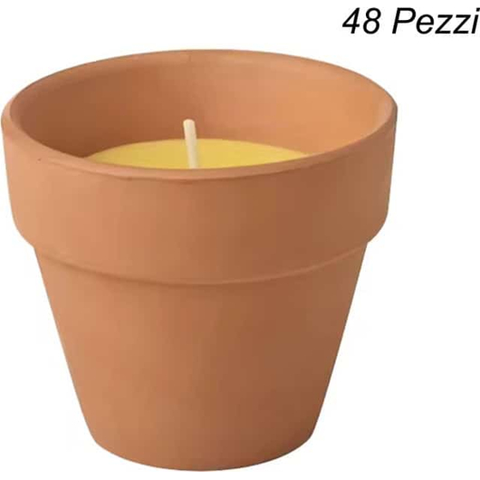 Set 48 Pezzi Candela Citronella In Vasetto Di Terracotta Anti Zanzare 7x6 cm