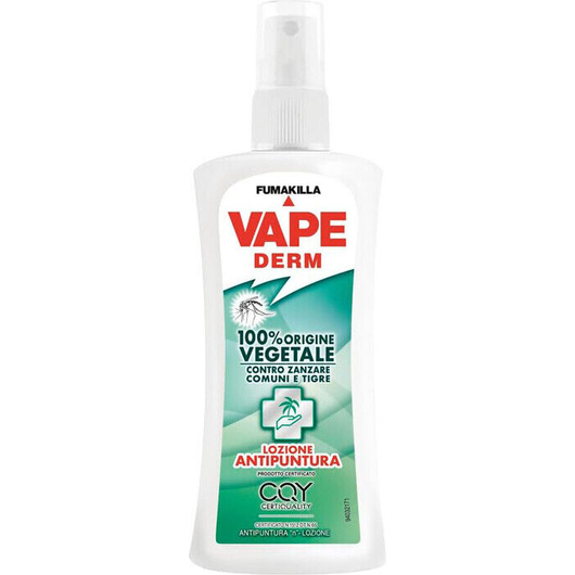 Spray Antipuntura Vape Derm 100% Vegetale Lozione per Zanzare Tigre e Insetti