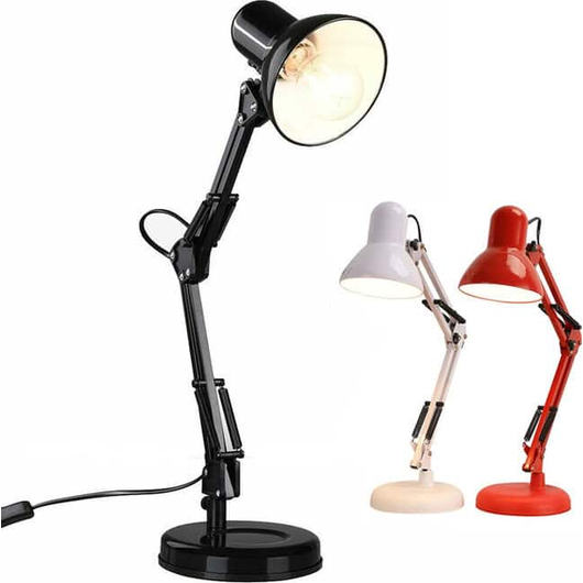 Lampada Tavolo Scrivania Inclinabile Girevole in metallo Luce E27 Moderna 59cm