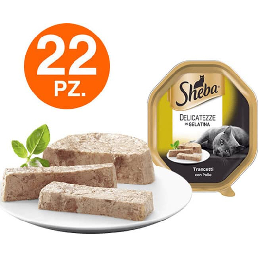 Sheba Delicatezze in Gelatina Pollo Cibo Umido Gatti Adulti Vaschette 22x85g