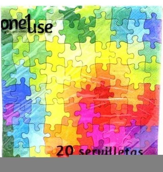 40 pz tovaglioli doppio velo puzzle mille colori 33X33 cm pacco feste