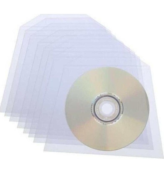 100x Bustine Porta CD Custodia Trasparente PVC DVD Vuote Con Aletta di Chiusura