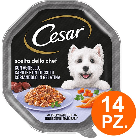 Cesar Selezioni dell'Orto Cibo per Cani con Pollo Carote - 14 Vaschette da 150g