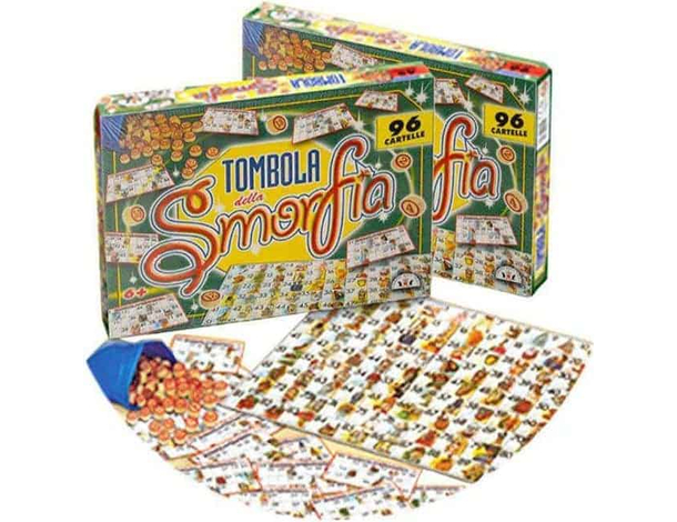 Tombola Napoletana La Smorfia con 96 Cartelle in Cartone Numeri Natale Panaro