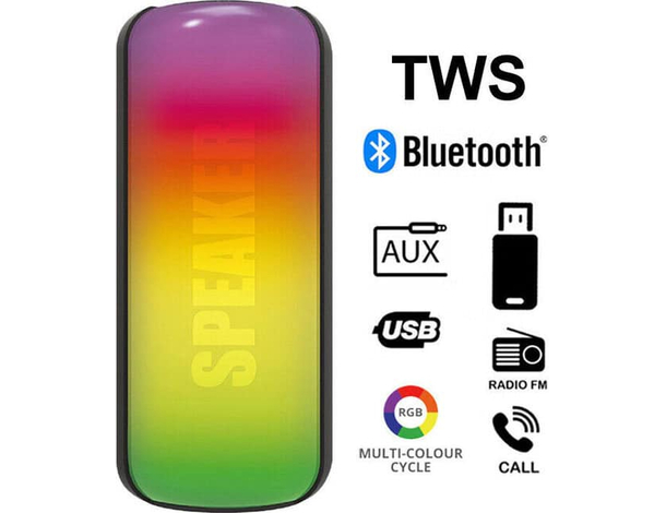 Cassa Bluetooth Speaker TWS Portatile Wireless con Led RGB USB FM Altoparlante