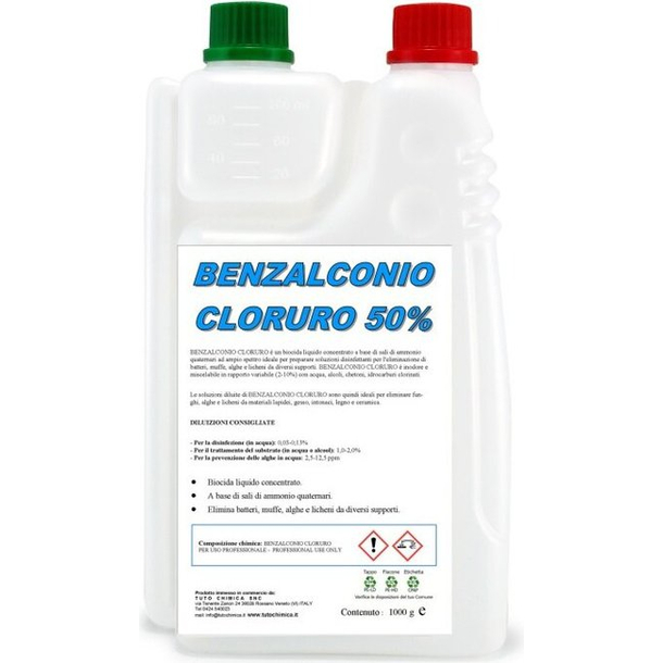 Benzalconio cloruro al 50% Antimuffa Disinfettante Professionale Flacone 1 KG